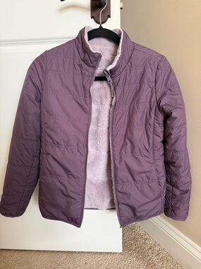 Athleta Girls Purple reversible warm and fuzzy jacket